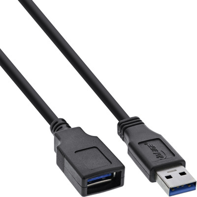 InLine® USB 3.2 Kabel Verlängerung, USB-A Stecker / Buchse, schwarz, 2,5m (Produktbild 1)