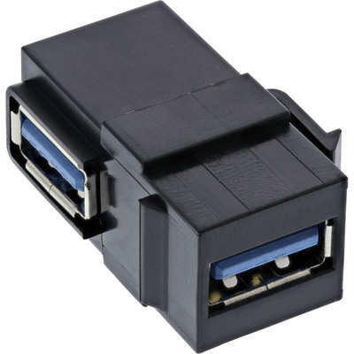 InLine® USB 3.2 Keystone Snap-In Einsatz, USB-A Buchse / Buchse, gewinkelt schwarz (Produktbild 1)