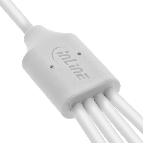 InLine® USB 4in1 Y-Ladekabel, 1x USB-A Stecker an 4x USB-C Stecker, weiß, 0,5m