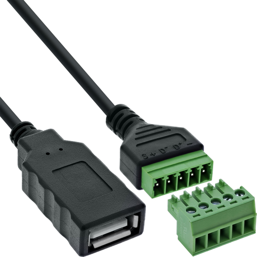 InLine® USB-A Buchse an Terminalblock, 5pol, mit Kabel Adapter