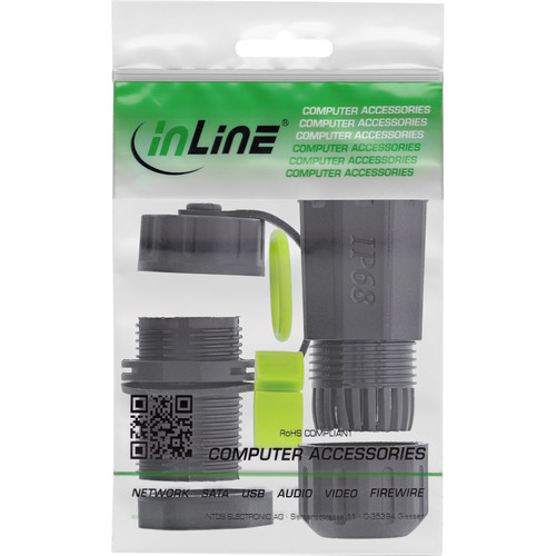 InLine® USB-A-Kabelkupplung, kurz, IP68, 2x USB-A Buchse, geschirmt