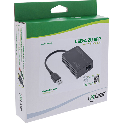 InLine® USB-A zu SFP Gigabit Fiber Netzwerkadapter (10/100/1000 Mb/s)