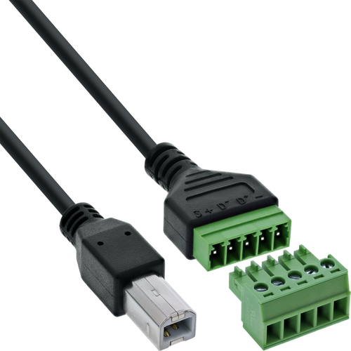 InLine® USB-B Stecker an Terminalblock, 5pol, mit Kabel Adapter