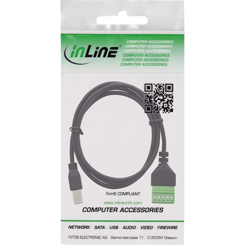 InLine® USB-B Stecker an Terminalblock, 5pol, mit Kabel