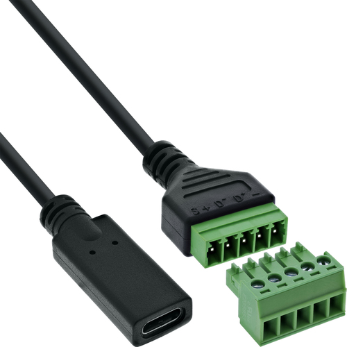 InLine® USB-C Buchse an Terminalblock, 5pol, mit Kabel Adapter