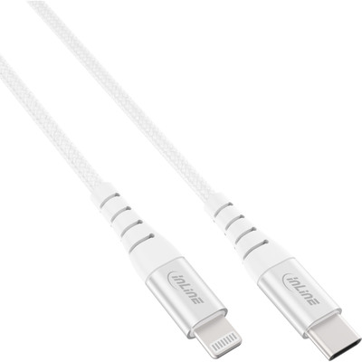 InLine USB-C Lightning Kabel, für iPad, iPhone, iPod, silber/Alu, 2m MFi-zertifiziert (Produktbild 1)