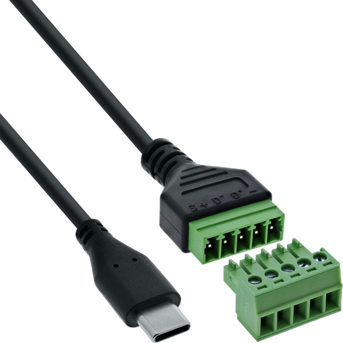 InLine® USB-C Stecker an Terminalblock, 5pol, mit Kabel Adapter