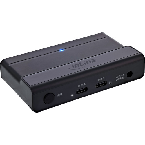 InLine® USB-C Switch, Umschalter für 2 PCs, 4-Port Hub, USB 3.2 Gen.1, schwarz
