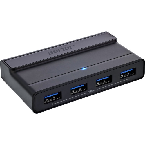InLine® USB-C Switch, Umschalter für 2 PCs, 4-Port Hub, USB 3.2 Gen.1, schwarz