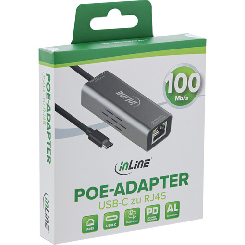 InLine® USB-C zu RJ45 PoE-Adapter, mit Überspannungsschutz