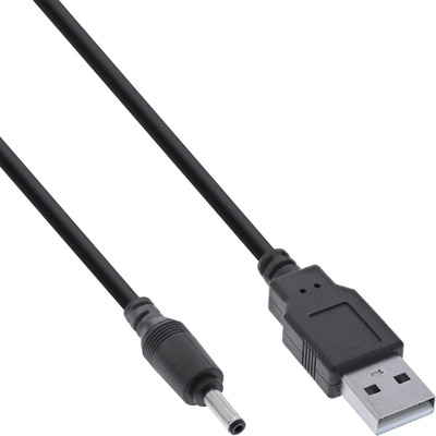 InLine USB DC Stromadapterkabel, USB A Stecker zu DC 3,5x1,35mm Hohlstecker, schwarz, 2m