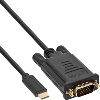InLine® USB Display Kabel, USB-C Stecker zu VGA Stecker (DP Alt Mode), schwarz, 1m (Produktbild 1)