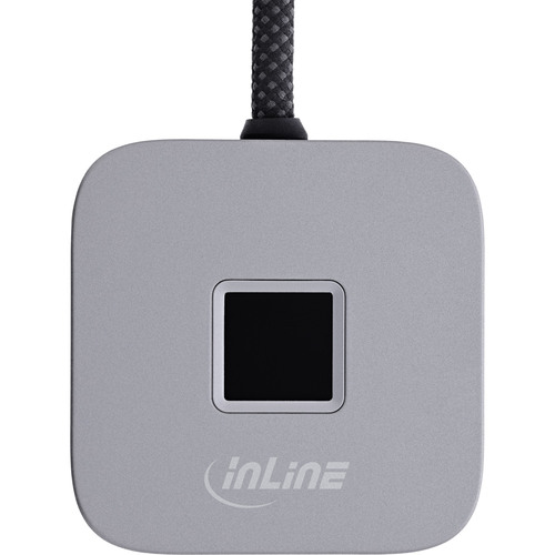 InLine® USB Fingerabdruckscanner mit Hub, Windows Hello, 1,5 m, silber