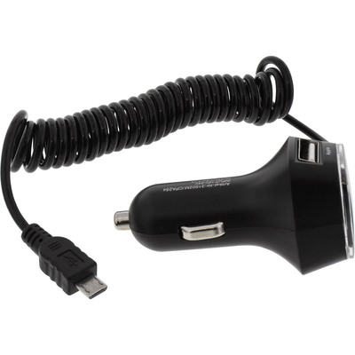 InLine® USB KFZ Ladegerät Stromadapter, 12/24VDC zu 5V / 3.1A , 2x USB A + Micro USB 5pin Stecker (Produktbild 1)