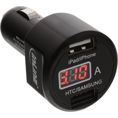 InLine USB KFZ Ladegerät Stromadapter, 12/24VDC zu 5V DC/3,1A, mit LED Display InLine USB KFZ Ladegerät Stromadapter, 12/24VDC zu 5V DC/3,1A, mit LED Display