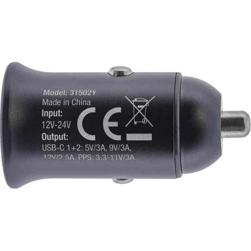 InLine® USB KFZ Stromadapter Power Delivery, 2x USB-C, schwarz, max. 33W