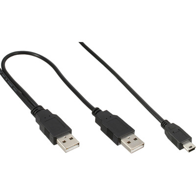 InLine USB Mini-Y-Kabel, 2x Stecker A an Mini-B Stecker (5pol.), 0,5m