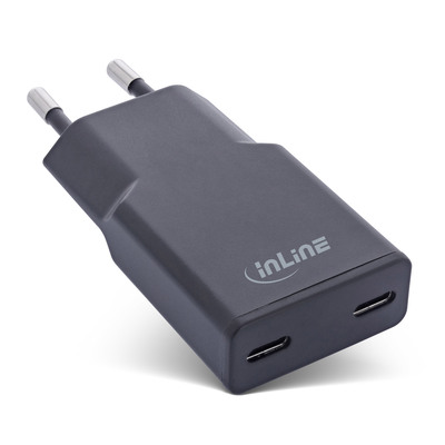 InLine® USB Netzteil Ladegerät Dual USB-C, PD, PPS, 30W, schwarz