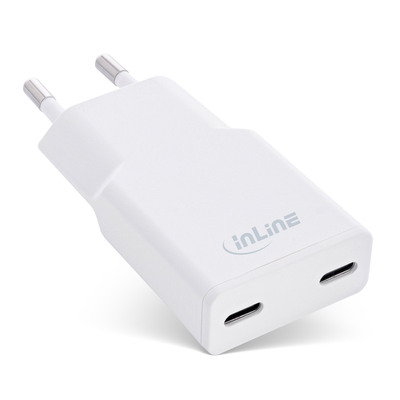 InLine® USB Netzteil Ladegerät Dual USB-C, PD, PPS, 30W, weiß