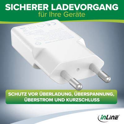 InLine® USB Netzteil Ladegerät Dual USB-C, PD, PPS, 30W, weiß