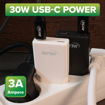 InLine® USB Netzteil Ladegerät Dual USB-C, PD, PPS, 30W, weiß
