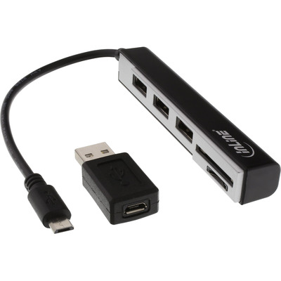 InLine® USB OTG Cardreader & 3-fach USB 2.0 Hub, für SDXC und microSD, mit Adapter (Produktbild 1)