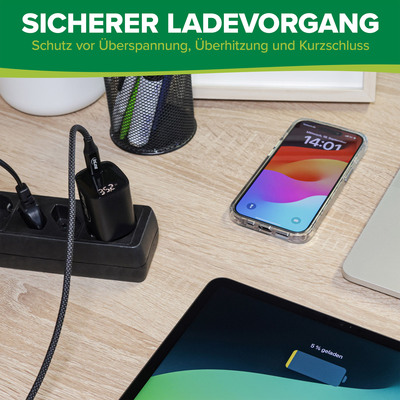 InLine® USB PD Netzteil, GaN Ladegerät, 1-Port, USB-C, 45W, mit Display