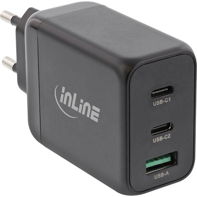 InLine® USB PD Netzteil, GaN Ladegerät, 3-Port, Dual USB-C + USB-A, 65W (Produktbild 1)