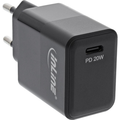 InLine USB PD Netzteil Ladegerät Single USB Typ-C, Power Delivery, 20W, schwarz