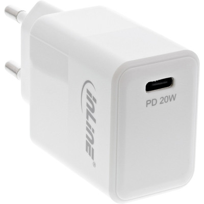 InLine USB PD Netzteil Ladegerät Single USB Typ-C, Power Delivery, 20W, weiß