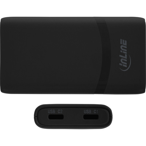 InLine® USB Reise-Netzteil Ladegerät, Dual USB-C, PD, PPS, 65W, flach, schwarz