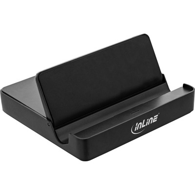 InLine USB Typ-C Mini Docking Station, geeignet für Samsung Galaxy mit DeX-Funktion, mit PD, Tabletständer, USB 3.0, HDMI