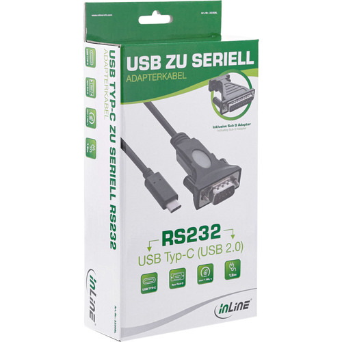 InLine® USB zu Ser, Adapterkabel, USB-C an 9pol Sub D Stecker, mit 9-25pol Adap.