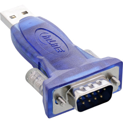 InLine USB zu Seriell Adapter, Stecker A an 9pol Sub D Stecker, mit USB Verlängerung 0,8m