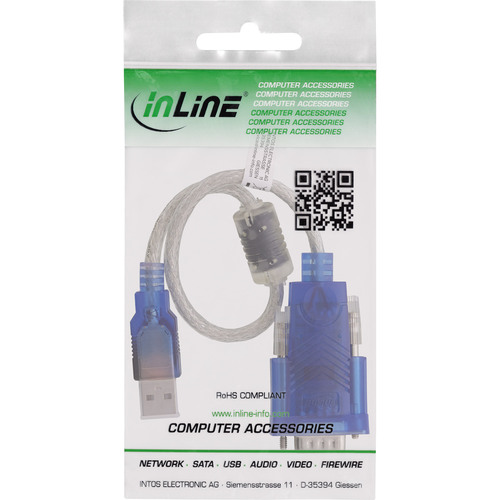 InLine® USB zu Seriell Adapterkabel mit Ferrit, Stecker A an 9pol Sub D Stecker