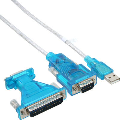InLine USB zu Seriell Adapterkabel, USB Stecker A an 9pol Stecker, 1,8m, mit 9-25pol Adapter