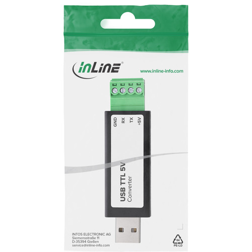 InLine® USB zu TTL 5V Konverter, FTDI FT232RNL, USB-A auf 4pol Schraubklemme