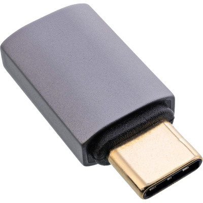 InLine® USB4 Adapter, USB-C Stecker/Buchse, Alu, grau