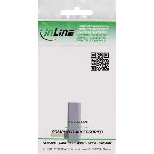 InLine® USB4 Adapter, USB-C Stecker/Buchse oben/unten gewinkelt, Alu, grau