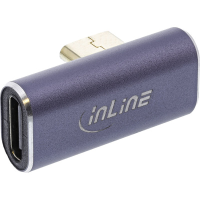 InLine® USB4 Adapter, USB-C Stecker/Buchse vertikal rechts/links gewinkelt, Aluminium, grau (Produktbild 1)