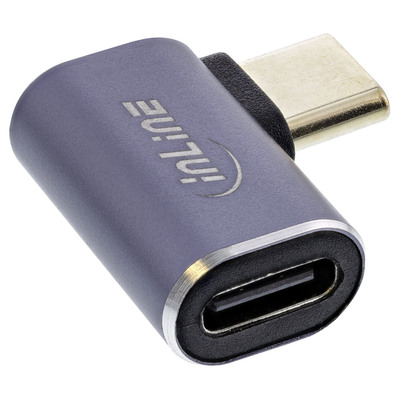 InLine USB4 Adapter, USB Typ-C Stecker/Buchse rechts/links gewinkelt, Aluminium, grau