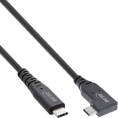 InLine® USB4 Kabel, USB-C, gewinkelt, PD 240 W, 8K60Hz, TPE, schwarz, 2 m USB & Lightning