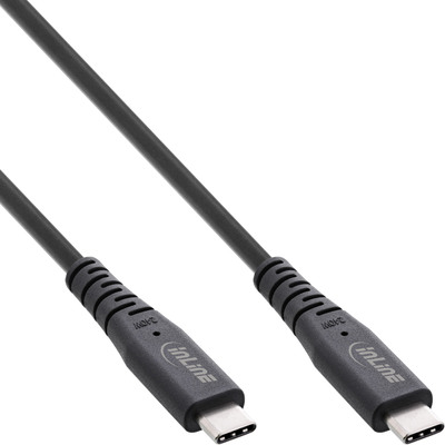 InLine USB4 Kabel, USB-C Stecker/Stecker, PD 240W, 8K60Hz, TPE schwarz, 0,5m (Produktbild 1)