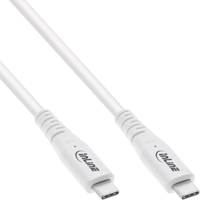 InLine® USB4 Kabel, USB-C Stecker/Stecker, PD 240W, 8K60Hz, TPE weiß, 0,5m