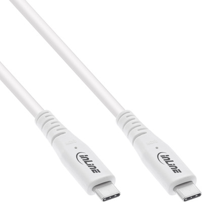 InLine® USB4 Kabel, USB-C Stecker/Stecker, PD 240W, 8K60Hz, TPE weiß, 0,5m (Produktbild 1)