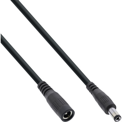 InLine® Verlängerungskabel DC Stecker 5,5x2,1mm, schwarz, 0,5m