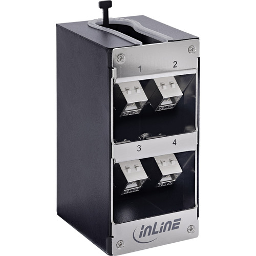 InLine® Verteilerkasten 4-Port Cat.6A Wand-/Hutschiene inkl. Keystone-Module Keystones & Verbindungsmodule