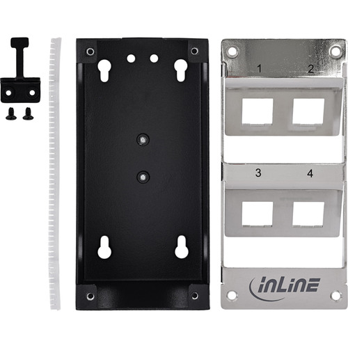 InLine® Verteilerkasten 4-Port Cat.6A Wand-/Hutschiene inkl. Keystone-Module