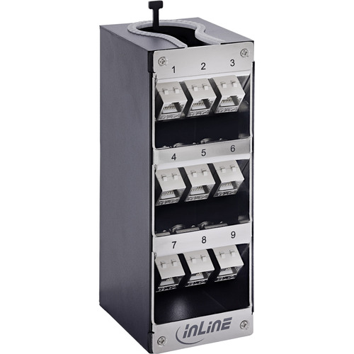 InLine® Verteilerkasten 9-Port Cat.6A Wand-/Hutschiene inkl. Keystone-Module Keystones & Verbindungsmodule
