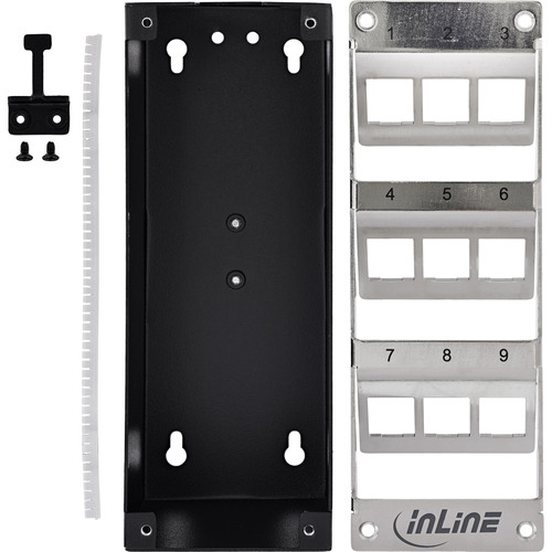 InLine® Verteilerkasten 9-Port Cat.6A Wand-/Hutschiene inkl. Keystone-Module